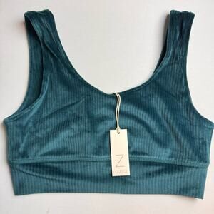 Z Lounge Supply Green Velour Wide Strap Sports Bra Sz M